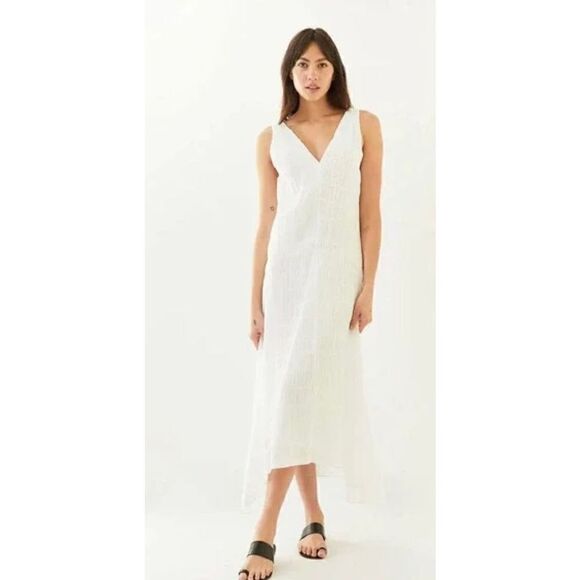Frame Savannah Shirred Cotton Poplin Midi Dress NWOT Size Medium - Picture 1 of 9